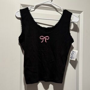 Black Tank Top with Pink Bow